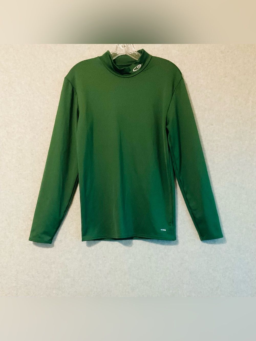 C9 Champion  Men's Green Long Sleeve Mock Neck Shirt Embroidered Logo SZ L